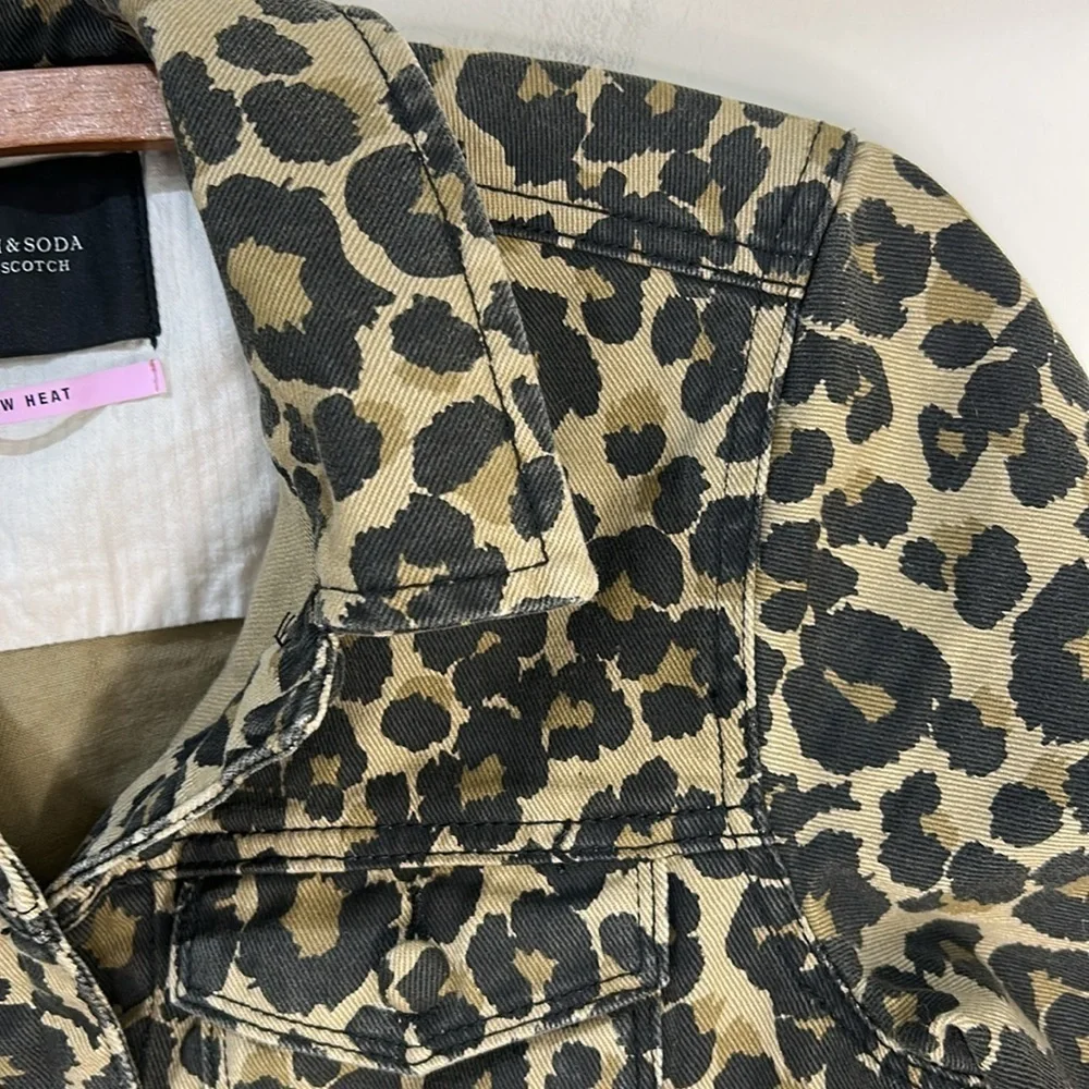 Scotch & Soda Maison Scotch Leopard Denim Jacket Size XS